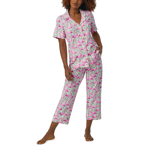 Flamingo Bay Cotton Jersey Short Sleeve Cropped PJ Set