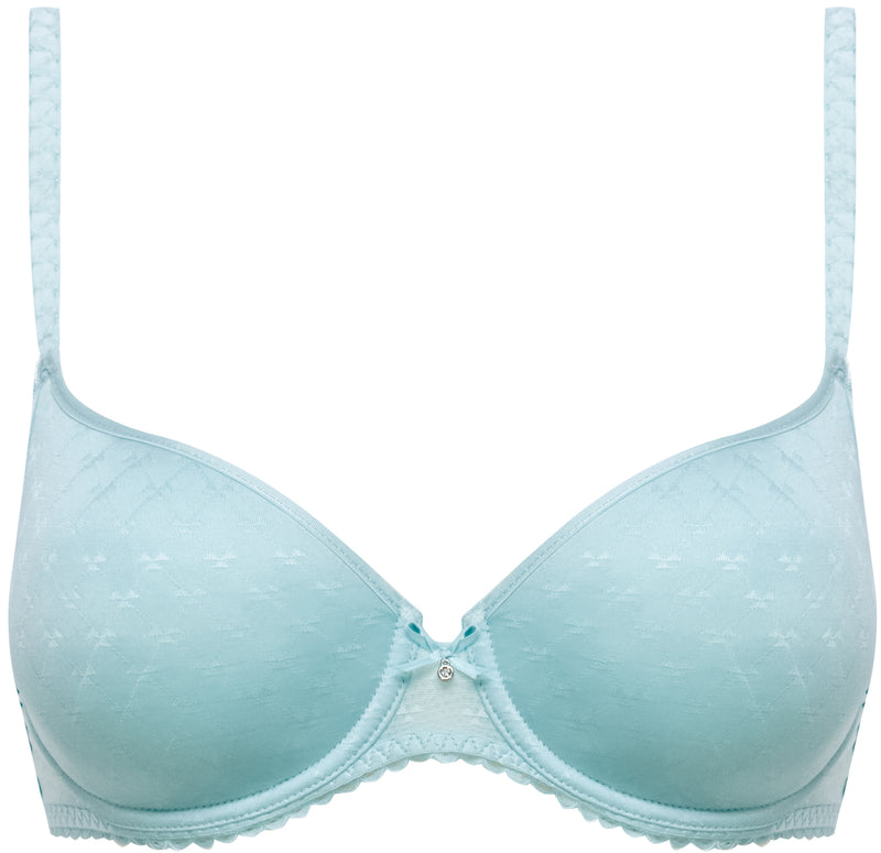The Courcelles by Chantelle is new and in the delicate colour lagoon. Chantelle's Courcelles is available in the ultimate t-shirt bra, with the matching shorty also available. See the Courcelles -- a perfect piece for Spring -- today.