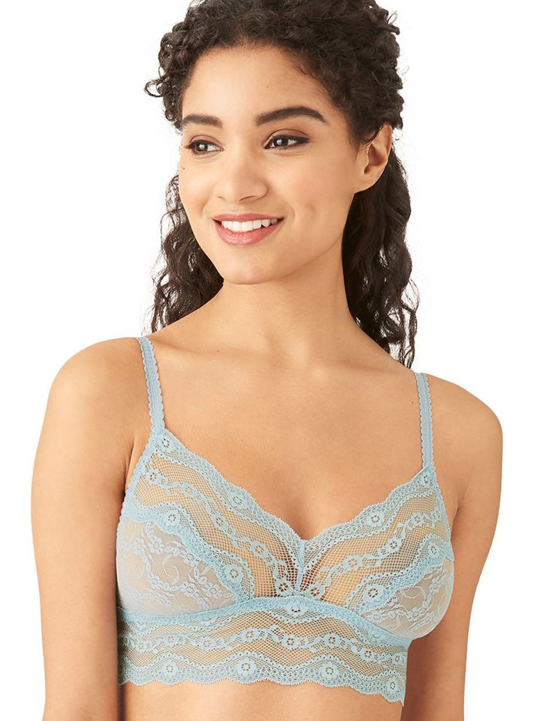 The Lace Kiss by b.tempt'd, part of the Wacoal family, is a 100% lace design in a chemise, thong and bralette. Check out these images for all the details.