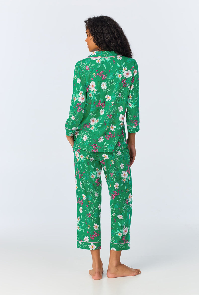 Forever Floral 3/4 Sleeve Classic Stretch Jersey Cropped PJ