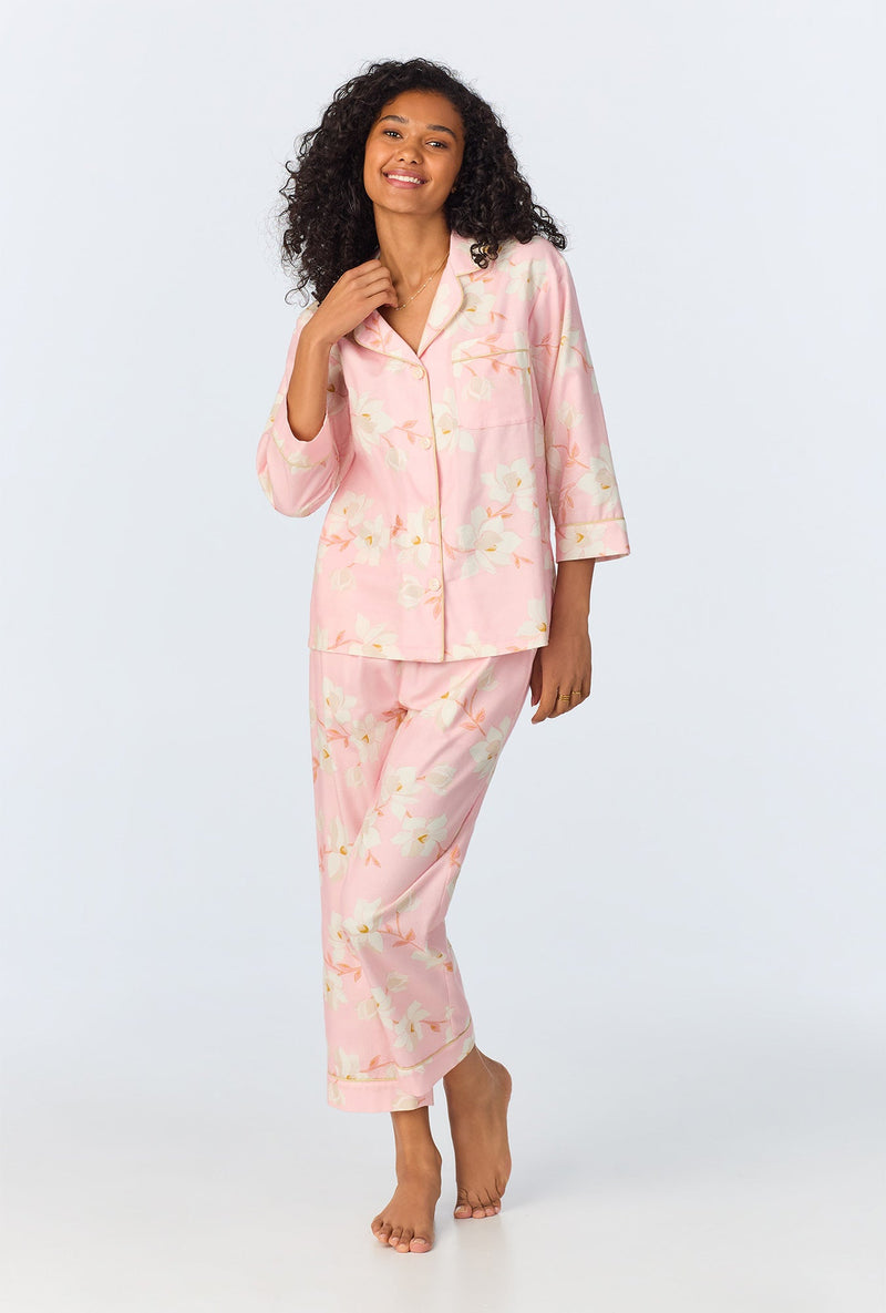 Magnolia Blossom 3/4 Sleeve Classic Woven Portuguese Flannel PJ