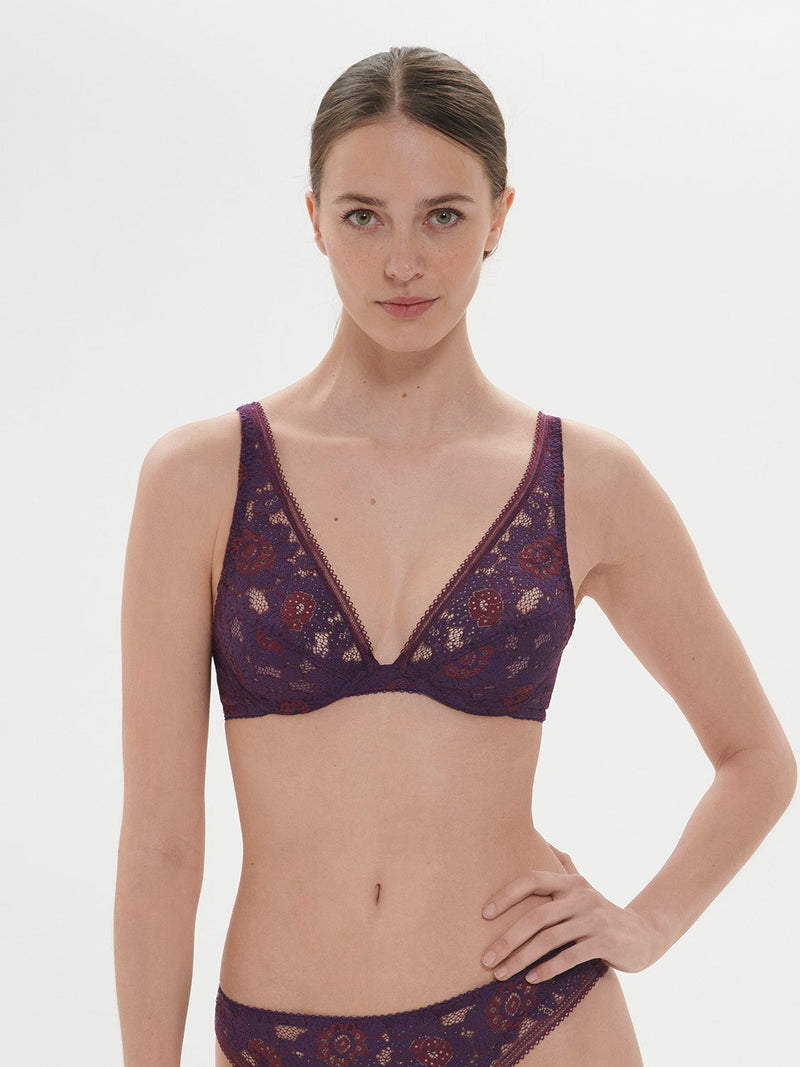 Festive Underwire Triangle Bra- Euphoria Purple