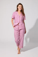 Colette Short Sleeve Classic Woven Cotten Poplin Cropped PJ Set