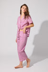 Colette Short Sleeve Classic Woven Cotten Poplin Cropped PJ Set