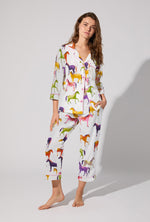 Equestrian Parade 3/4 Sleeve Classic Stretch Cotton Jersey Cropped PJ Set
