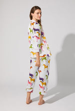 Equestrian Parade 3/4 Sleeve Classic Stretch Cotton Jersey Cropped PJ Set