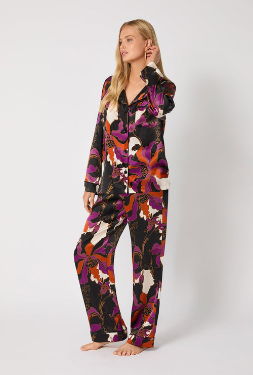 Bed Head X Trina Turk Long Sleeve Washable Silk PJ Set- Fall Flora;