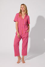 Chain Geo- Bed Head X Trina Turk Short Sleeve Classic Stretch Jersey Cropped PJ
