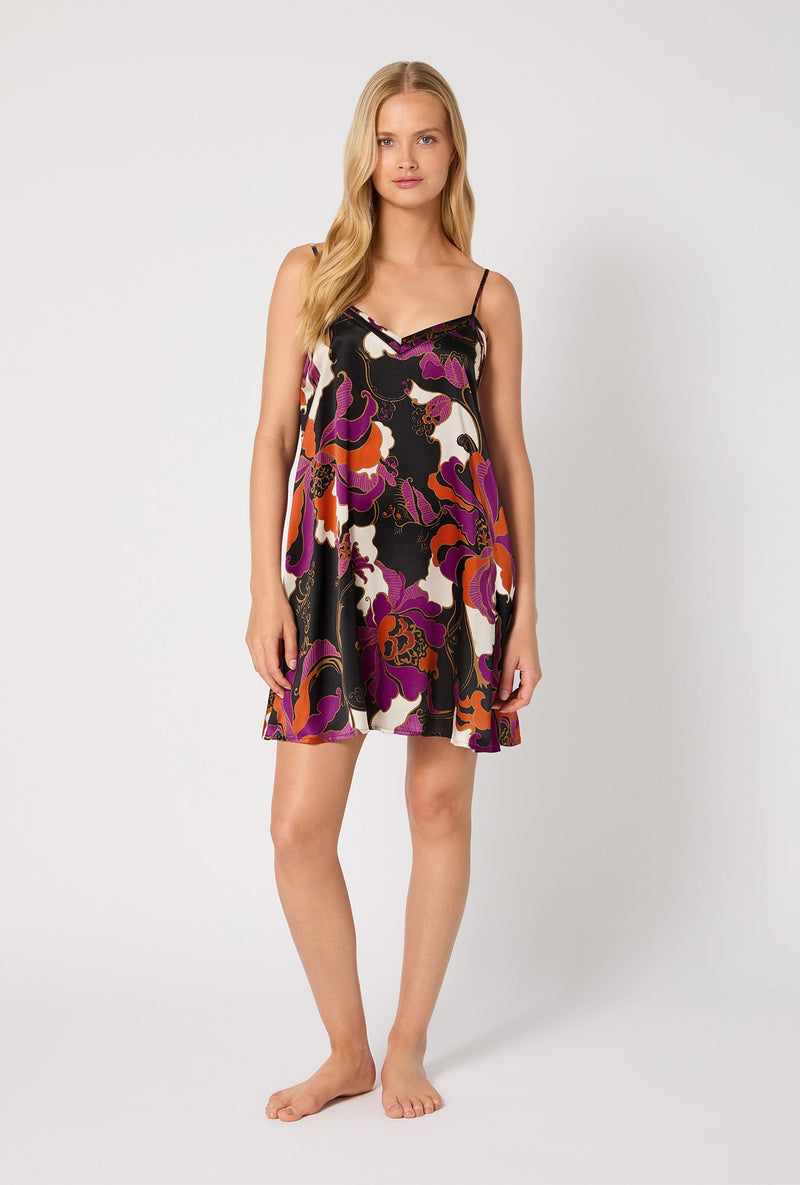 BedHead X Trina Turk Washable Silk Chemise- Fall Floral