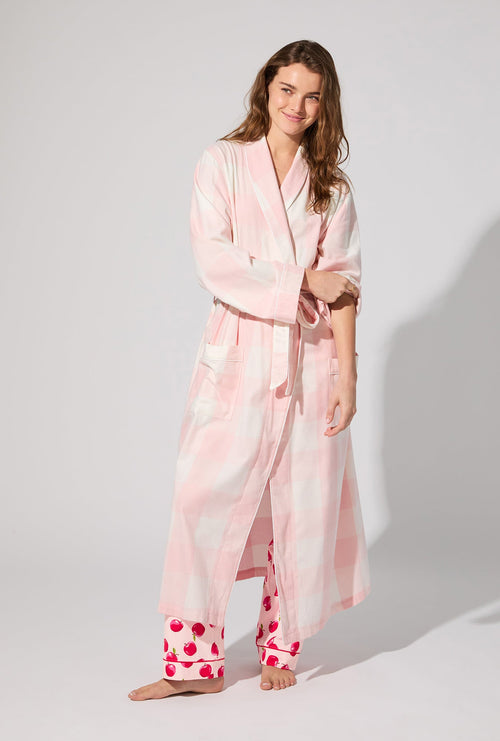 Checking In Classic Woven Cotton Portuguese Flannel Robe De Chambre