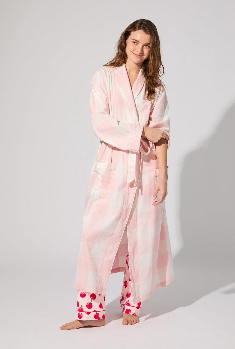 Checking In Classic Woven Cotton Portuguese Flannel Robe De Chambre