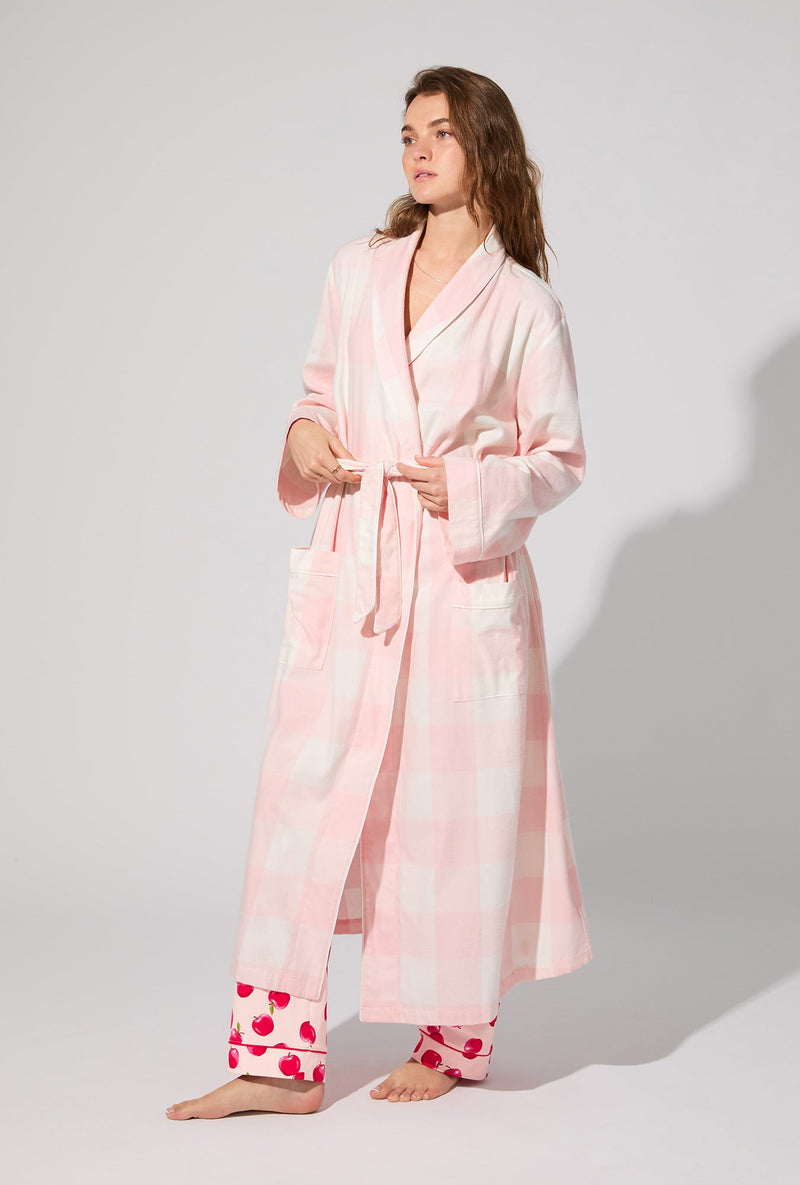 Checking In Classic Woven Cotton Portuguese Flannel Robe De Chambre