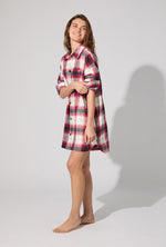Equestrian Plaid High Low Woven Cotton Portuguese Flannel Boyfriend Shirt
