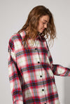 Equestrian Plaid High Low Woven Cotton Portuguese Flannel Boyfriend Shirt