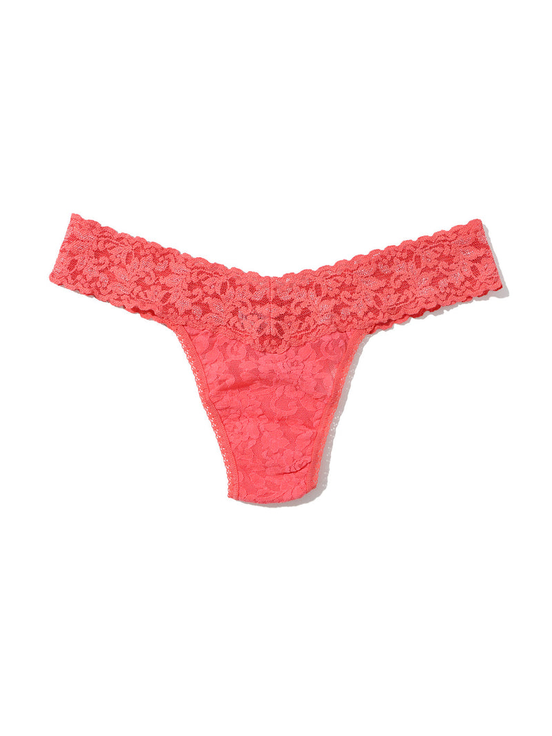 Signature Lace Low Rise Thong- Solid Colours