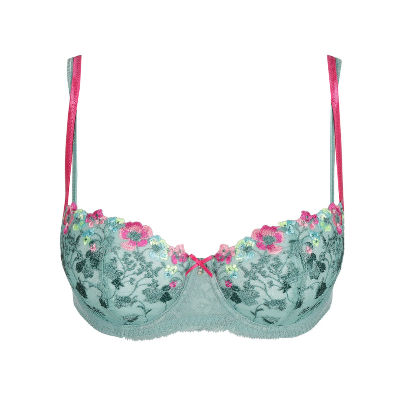 Lizlot Balcony Bra with Vertical Seem- Bali Green