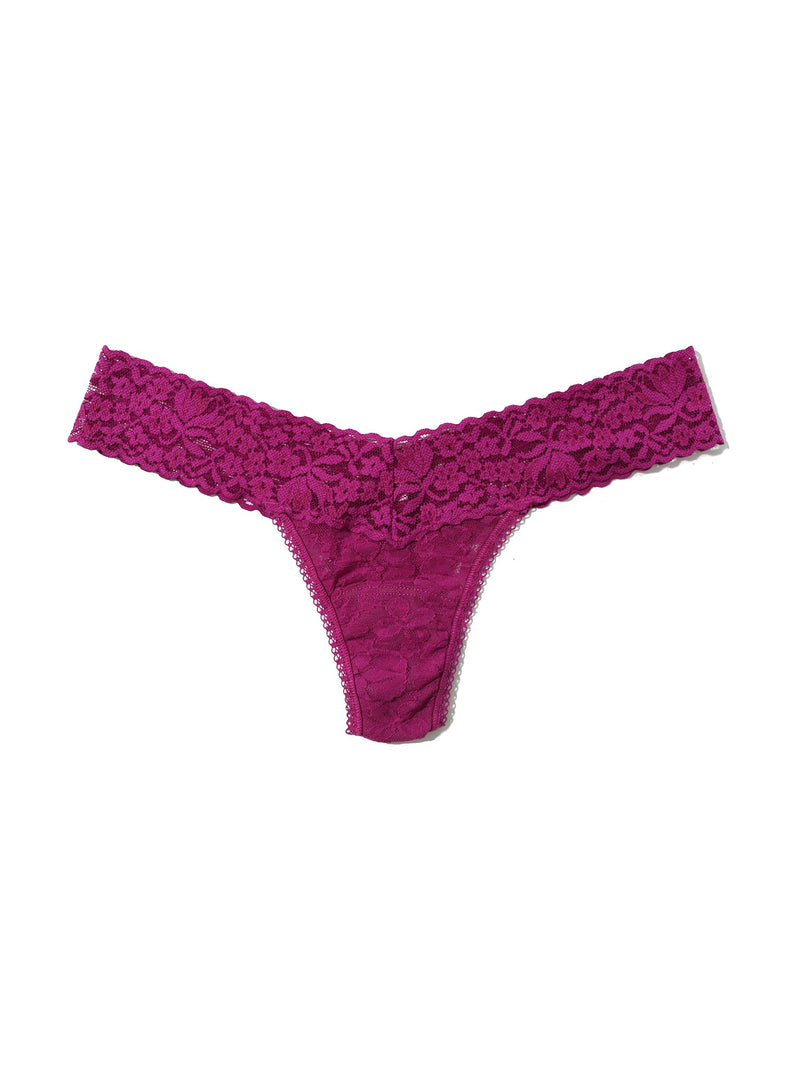 Signature Lace Low Rise Thong- Solid Colours