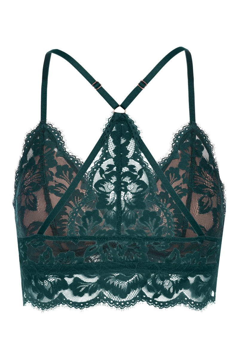 Poetry Vogue Triangle Bralette- Green Leaves