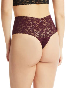 Signature Lace Retro Thong- Dried Cherry
