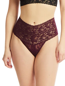 Signature Lace Retro Thong- Dried Cherry