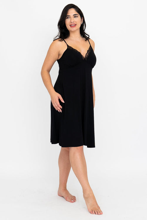 Mina Slip Dress- Black Bamboo