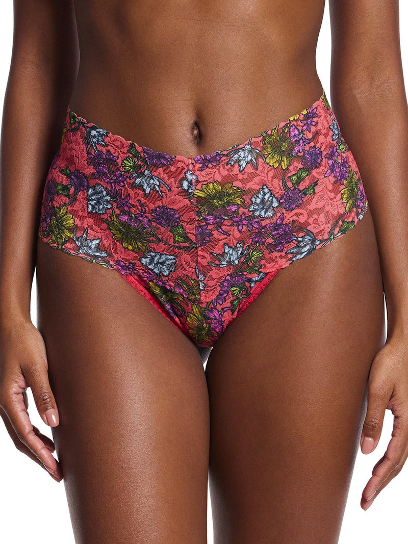 Signature Lace Retro Thong- Wonderland Blooms