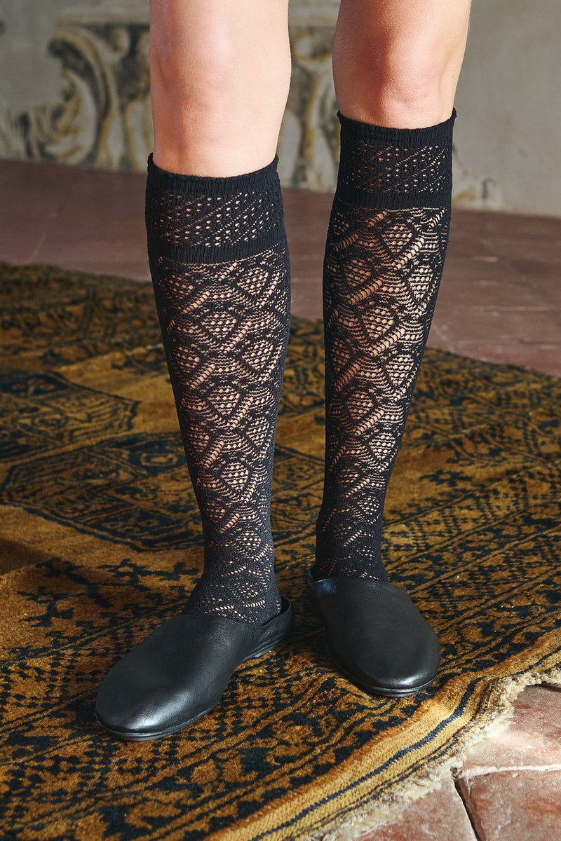 Fog Openwork Geometric Knee High