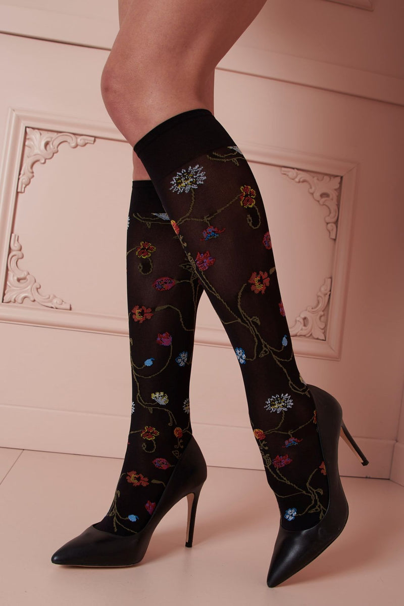 Platino Multicolor Floral Knee High