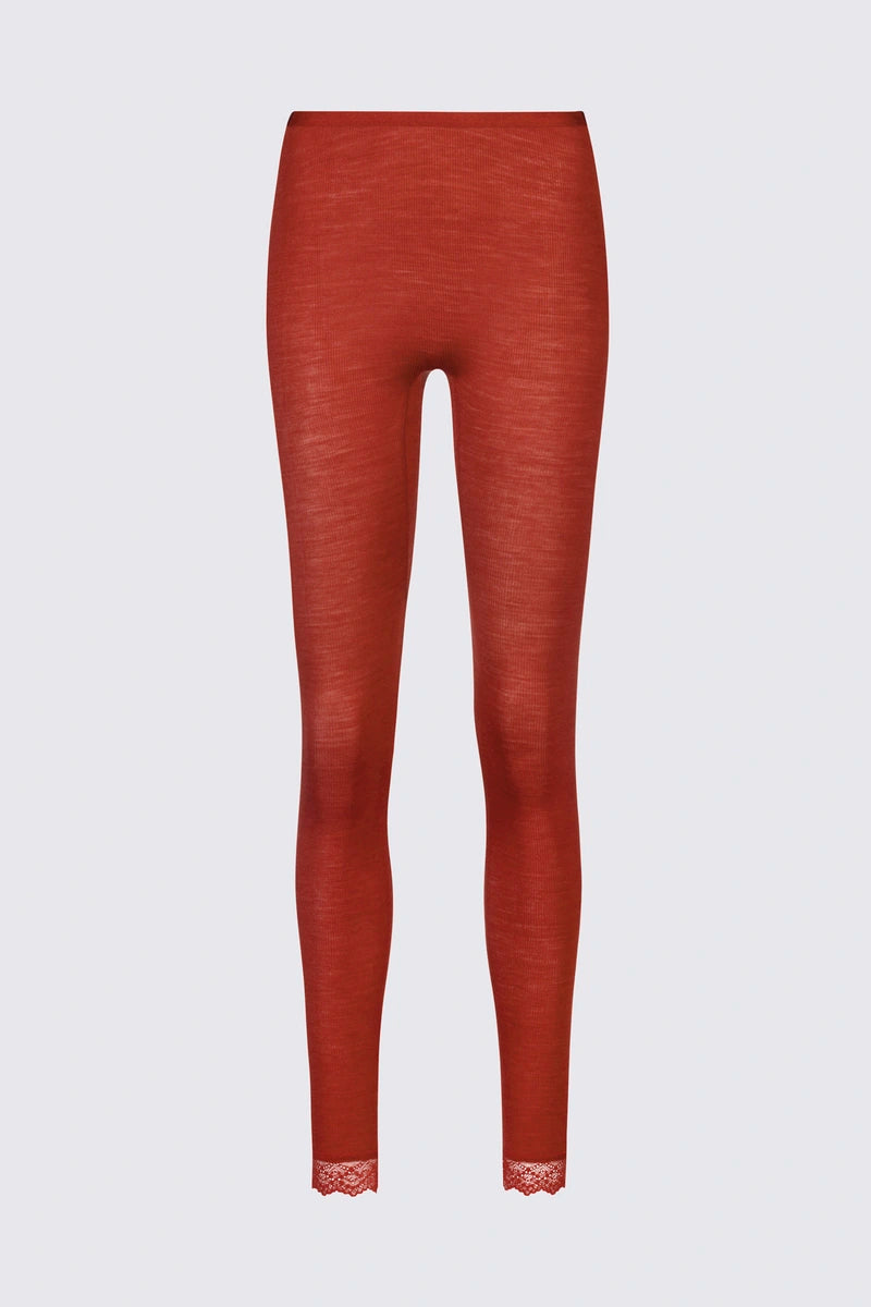 Serie Silk Rib Wool Leggings Base Layer- Red Pepper