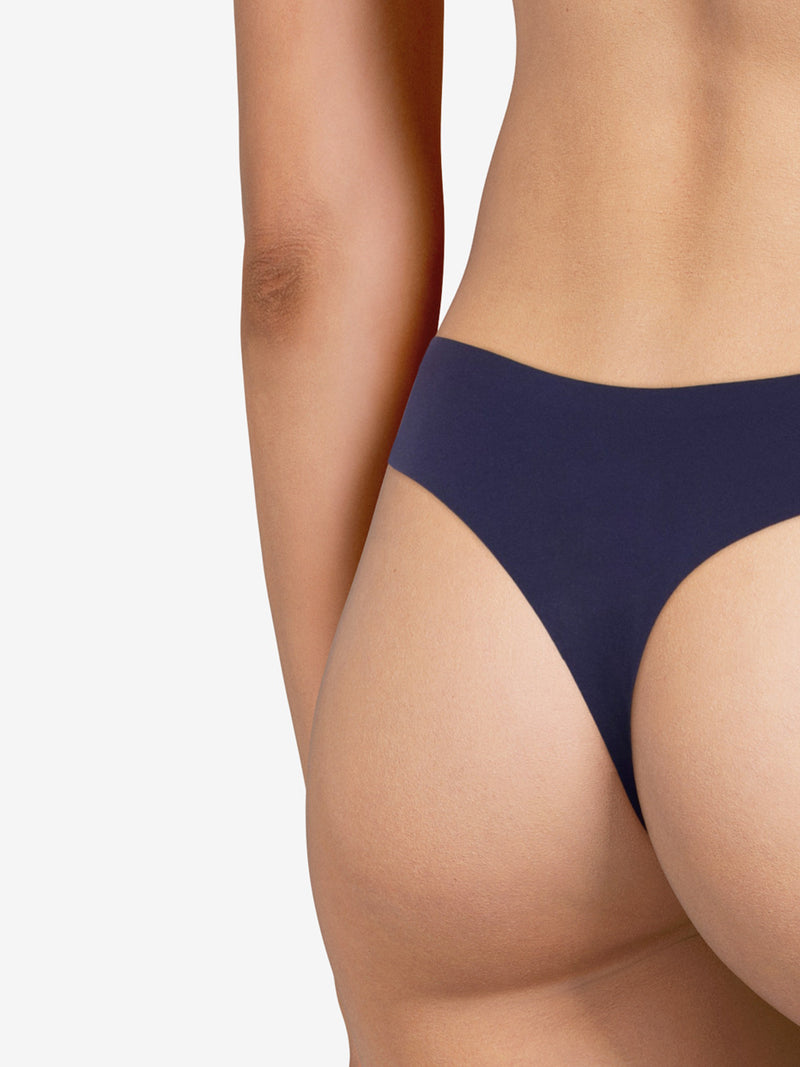 NEW CHANTELLE Soft Stretch Thong Panties 3 Pairs 1 SZ: Ink/Mocha/Safari  Nude Ink